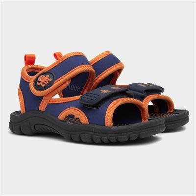 Walkright Kids Navy and Orange Sandals-291008 | Shoe Zone