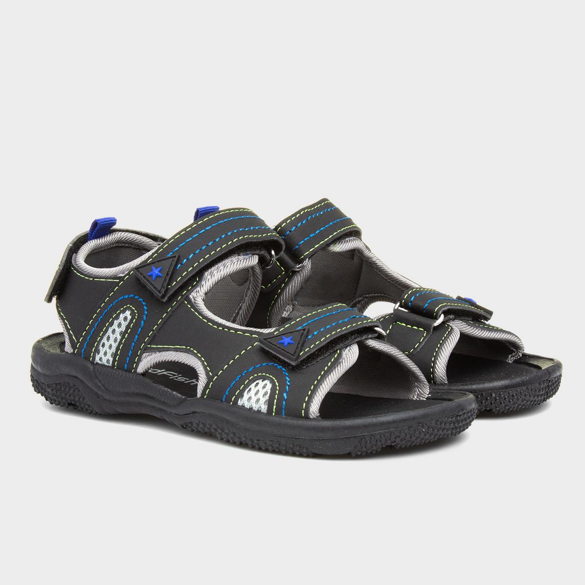 Red Fish Boys Black Easy Fasten Sandal-29139 | Shoe Zone