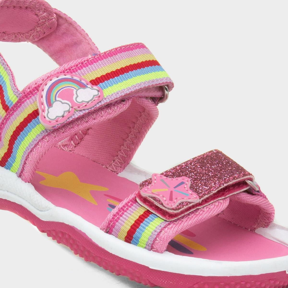 Walkright Girls Pink Rainbow Easy Fasten Sandals 292006 Shoe Zone