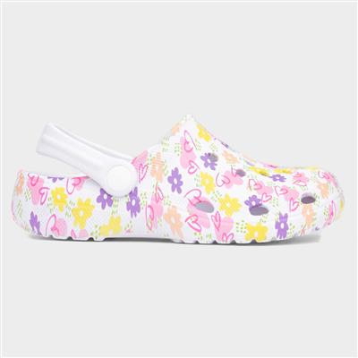 Cannock Girls White Flower Print EVA Clog