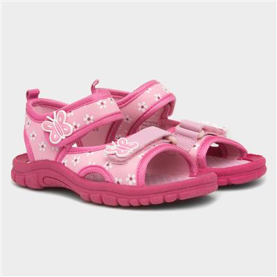 Walkright Girls Easy Fasten Pink Sandal-29293 | Shoe Zone