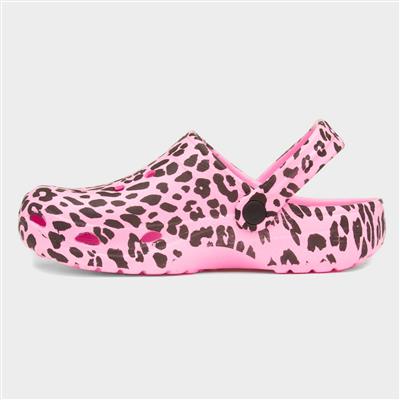 Crewe Kids Pink Leopard Print EVA Clog-29872 | Shoe Zone