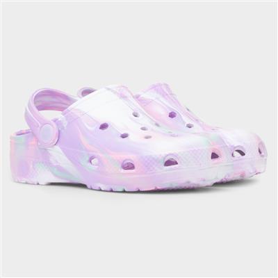 Whitby Girls White Multi Marble EVA Clog-29889 | Shoe Zone