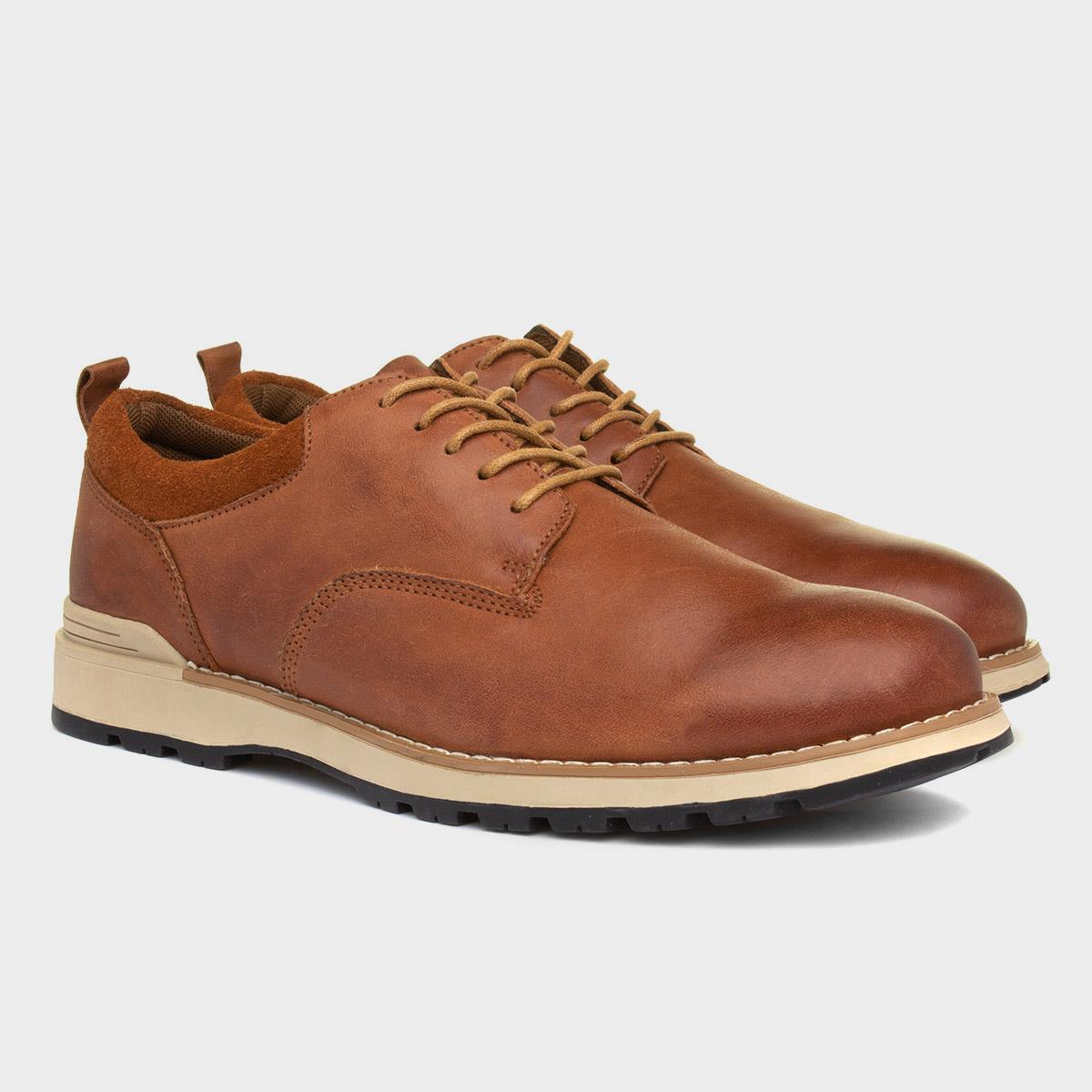 Hush Puppies Dylan Mens Tan Lace Up Shoe-520079 | Shoe Zone