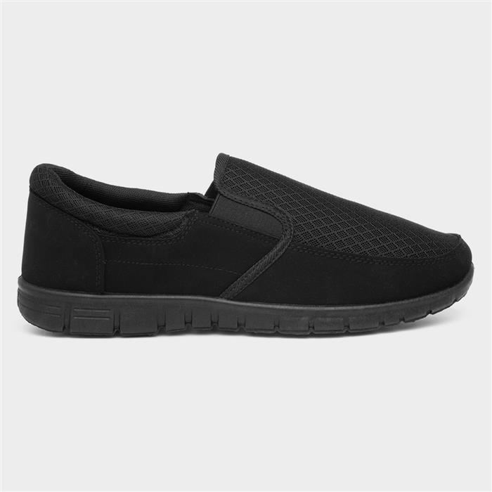 Mens Black Mesh Slip On Shoe-52023 | Shoe Zone