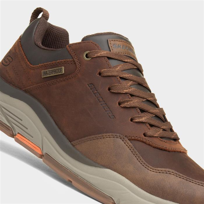 Skechers Benago Hombre Mens Brown Leather Shoe