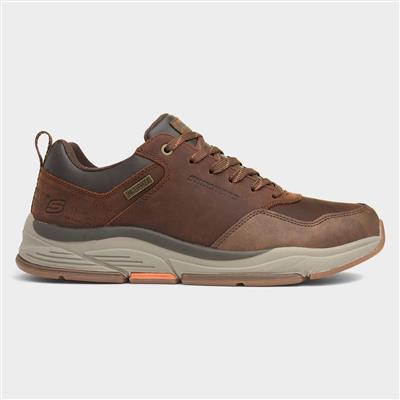 Skechers Benago Hombre Mens Brown Leather Shoe