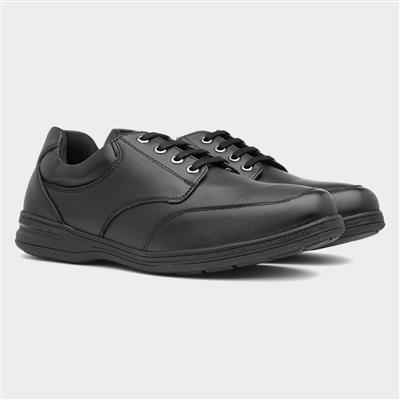 Comfy Steps Mel Mens Black Leather Shoe-520457 | Shoe Zone