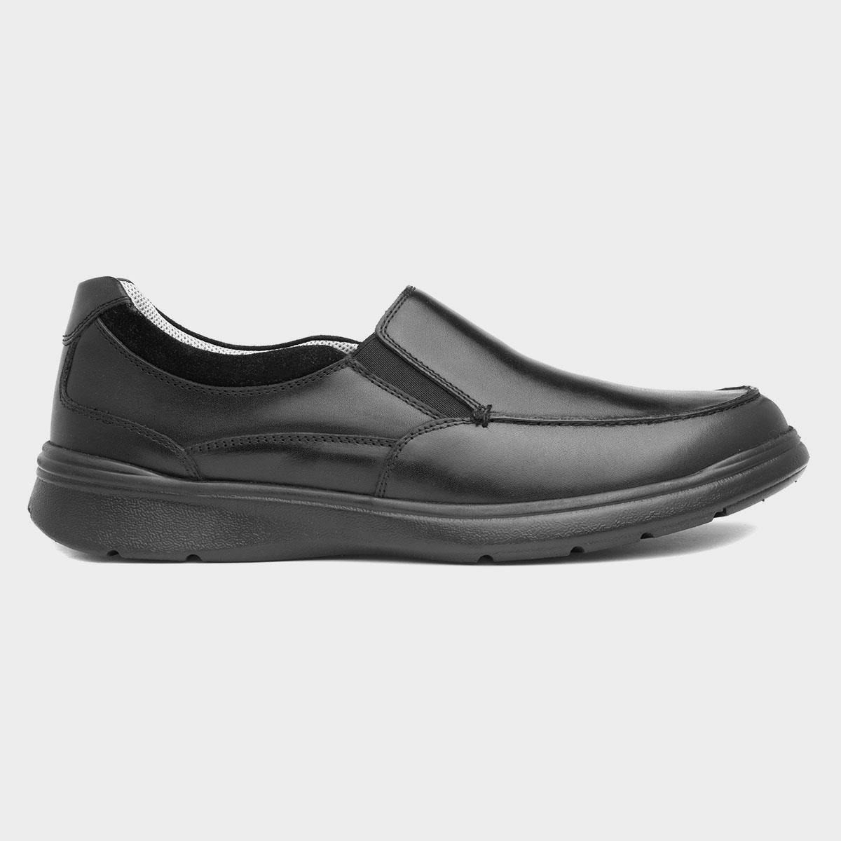 Comfy Steps Grant Mens Leather Black Slip On Shoe-520496 | Shoe Zone