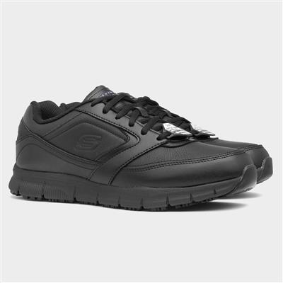 Skechers Workwear Relaxed Fit Mens Black Shoes-520505 | Shoe Zone