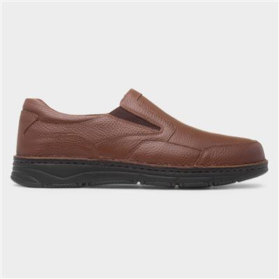 Abe Mens Tan Slip On Leather Shoe