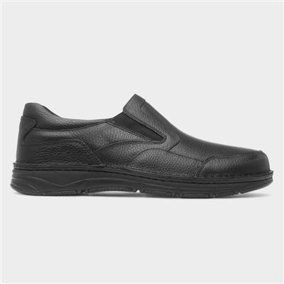 Abe Mens Black Slip On Leather Shoe