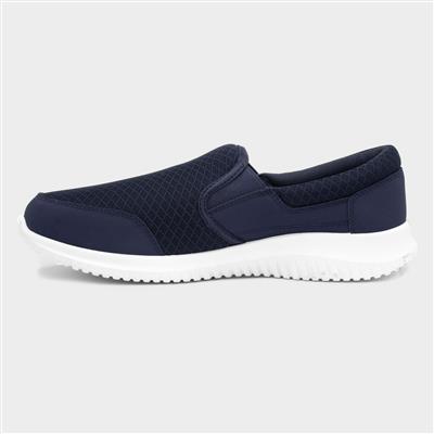 XL Barney Mens Blue Mesh Slip On Casual Trainer-522039 | Shoe Zone