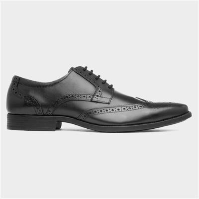 Adige Mens Black Leather Brogue Shoe