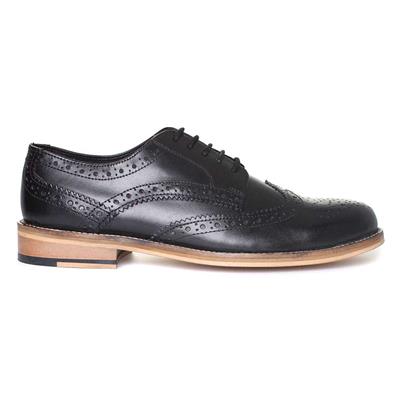 Catesby Mens Leather Lace Up Brogue in Black-53824 | Shoe Zone