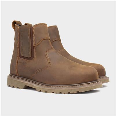 EarthWorks Scriber Mens Brown Leather Safety Boot-558126 | Shoe Zone