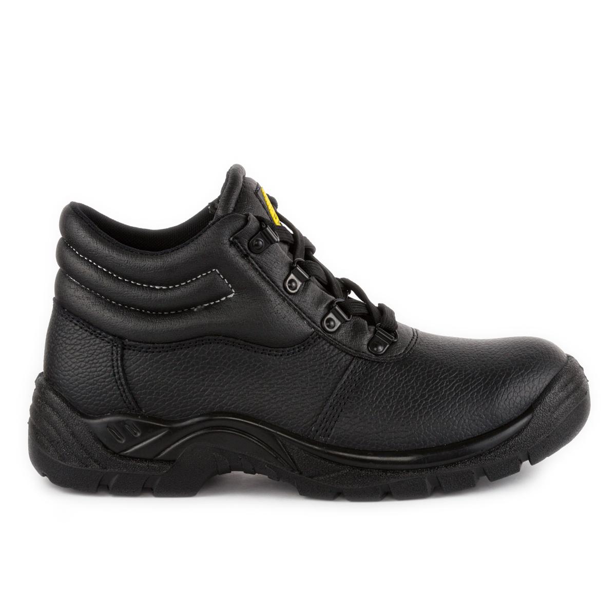 Mens Black Coated Leather Safety Boot 