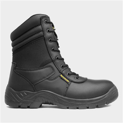 Nail Mens Black Lace Up Safety Boot