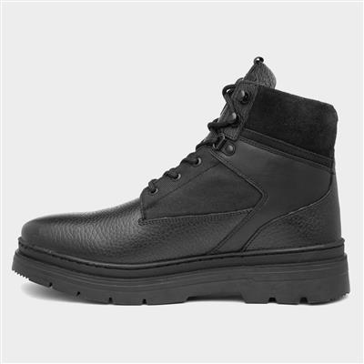 Original Penguin Warrior Mens Black Leather Boot-589085 | Shoe Zone