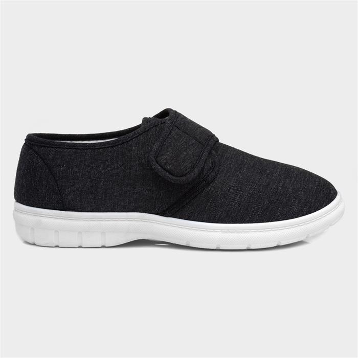 Hobos Broderick Mens Charcoal Easy Fasten Canvas-593006 | Shoe Zone