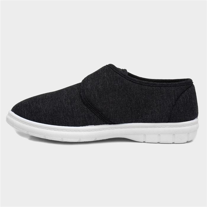 Hobos Broderick Mens Charcoal Easy Fasten Canvas-593006 | Shoe Zone