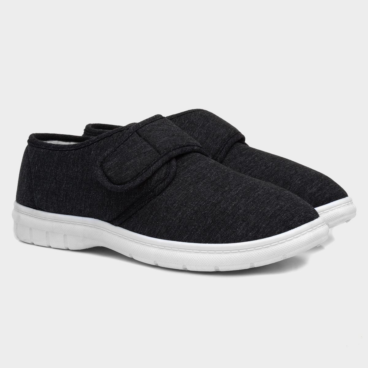 Hobos Broderick Mens Charcoal Easy Fasten Canvas-593006 | Shoe Zone