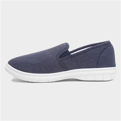 Hobos Baker Mens Navy Twin Gusset Canvas-593007 | Shoe Zone