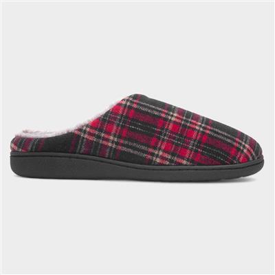 Falkirk Mens Red Tartan Mule Slipper