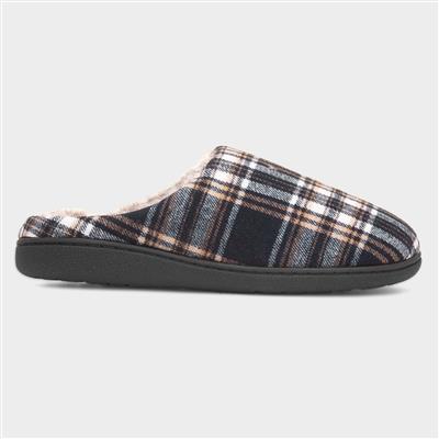 Falkirk Mens Navy Tartan Mule Slipper