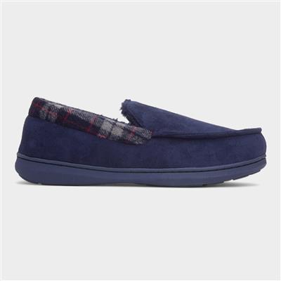 St Andrews Mens Navy Moccasin Slipper