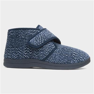 Bob Mens Navy Easy Fasten Bootie Slipper