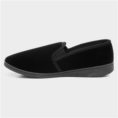 The Slipper Company Ian Mens Black Twin Gusset-69174 | Shoe Zone