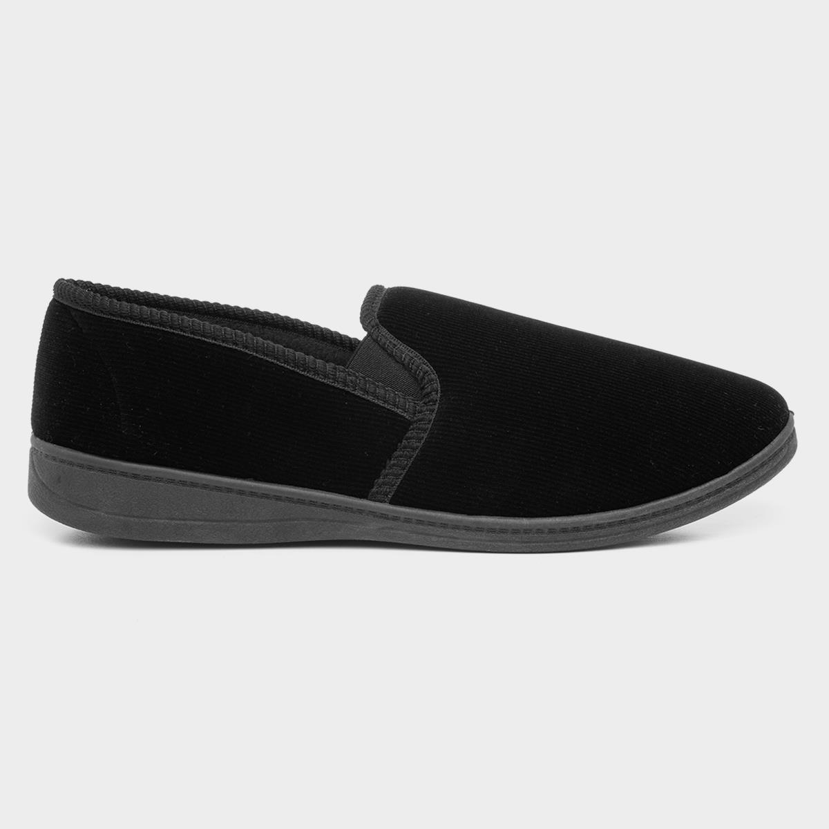 The Slipper Company Ian Mens Black Twin Gusset-69174 | Shoe Zone