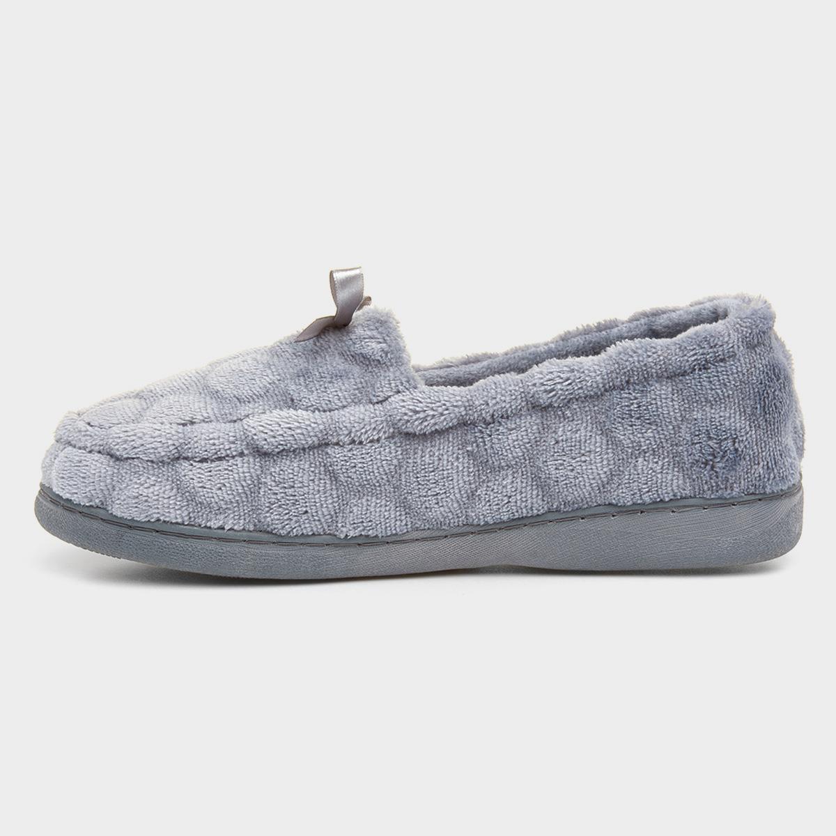 The Slipper Company Womens Grey Moccasin Slipper-692042 | Shoe Zone