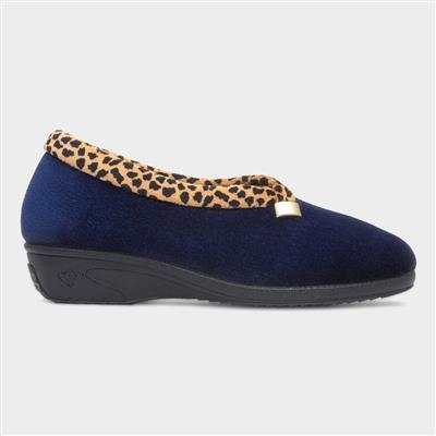 Paloma Womens Navy Wedge Slipper