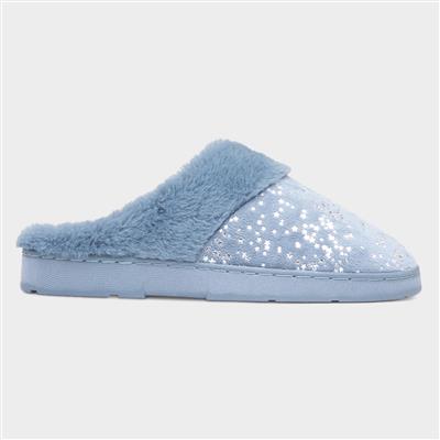 Flora Womens Blue Mule Slipper