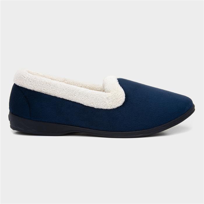 The Slipper Company Womens Navy Full Slipper-69421 | Shoe Zone