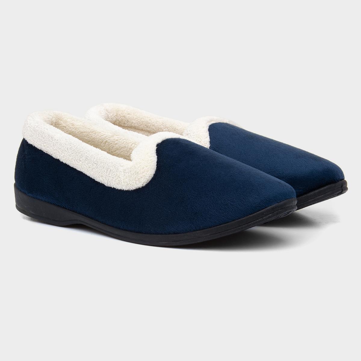 The Slipper Company Womens Navy Full Slipper-69421 | Shoe Zone