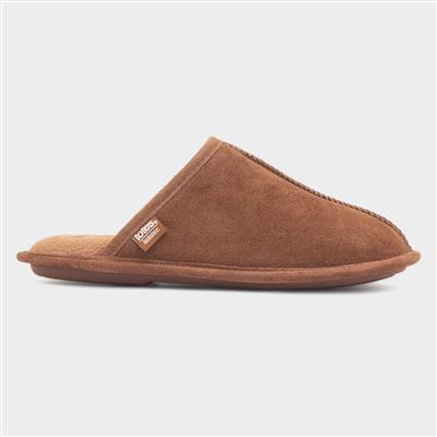 Mens Tan Suede Mule Slipper