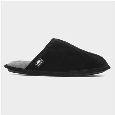 Totes Mens Black Suede Mule Slipper