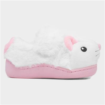 Kids White Easy Fasten Mouse Slipper