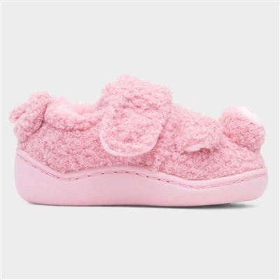 Kids Pink Easy Fasten Pig Slipper