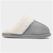 Krush Womens Grey Faux Fur Lined Mule Slipper (Click For Details)