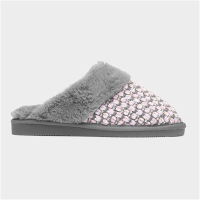 Persian Womens Grey Faux Fur Slipper