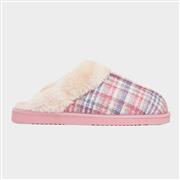 Jo & Joe Thyme Pink Womens Tartan Mule Slipper (Click For Details)