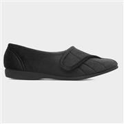 GBS Audrey Womens Black Easy Fasten Slippers (Click For Details)