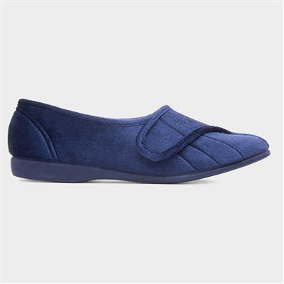 Audrey Womens Navy Easy Fasten Slippers