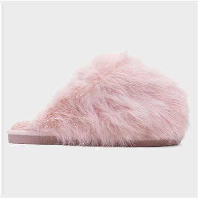 Coco Womens Pink Fluffy Mule Slipper