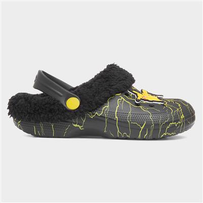 Flash Kids Black Faux Fur Lined Clog