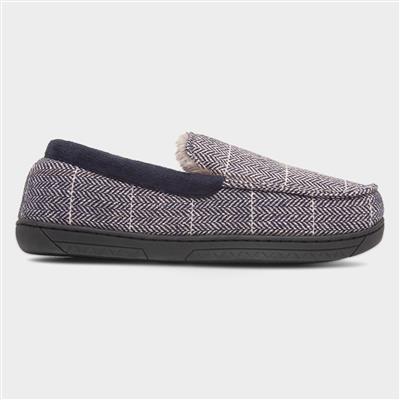 Aaron Mens Navy Moccasin Slipper